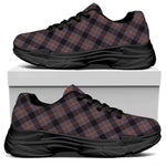 Grey And Orange Plaid Pattern Print Black Chunky Shoes