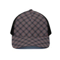 Grey And Orange Plaid Pattern Print Black Mesh Trucker Hat