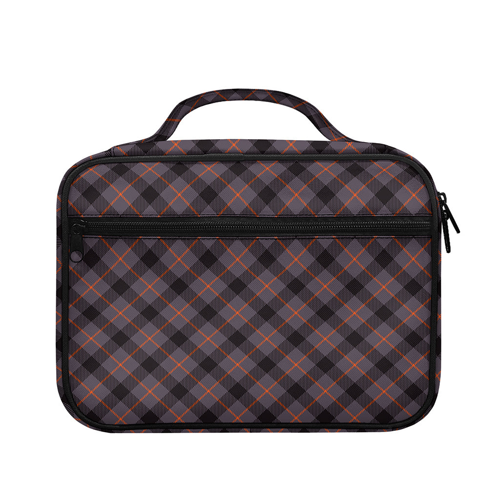 Grey And Orange Plaid Pattern Print Briefcase Bible Bag