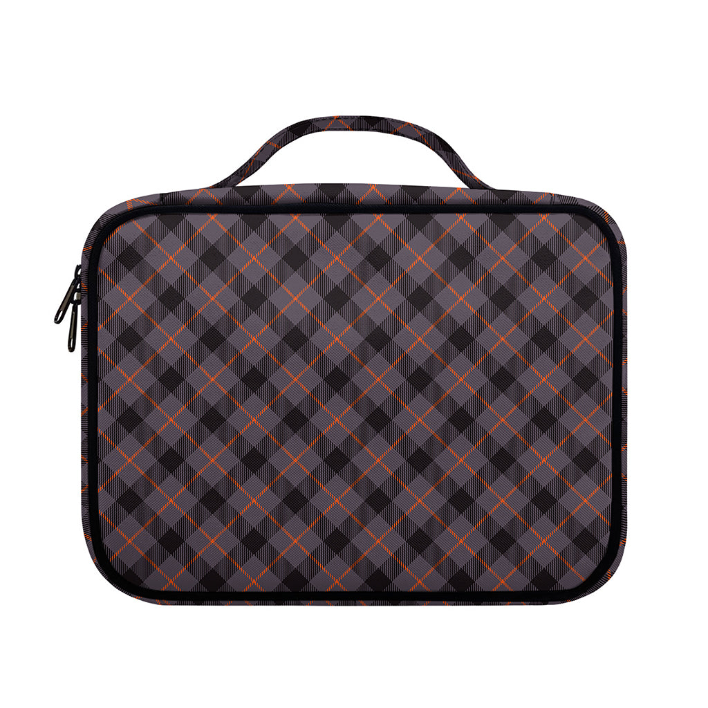 Grey And Orange Plaid Pattern Print Briefcase Bible Bag