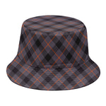 Grey And Orange Plaid Pattern Print Bucket Hat