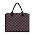 Grey And Orange Plaid Pattern Print Canvas Tote Bag
