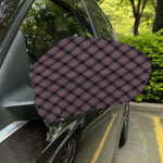 Grey And Orange Plaid Pattern Print Car Side Mirror Covers
