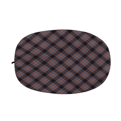 Grey And Orange Plaid Pattern Print Car Side Mirror Covers