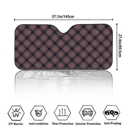 Grey And Orange Plaid Pattern Print Car Windshield Sun Shade