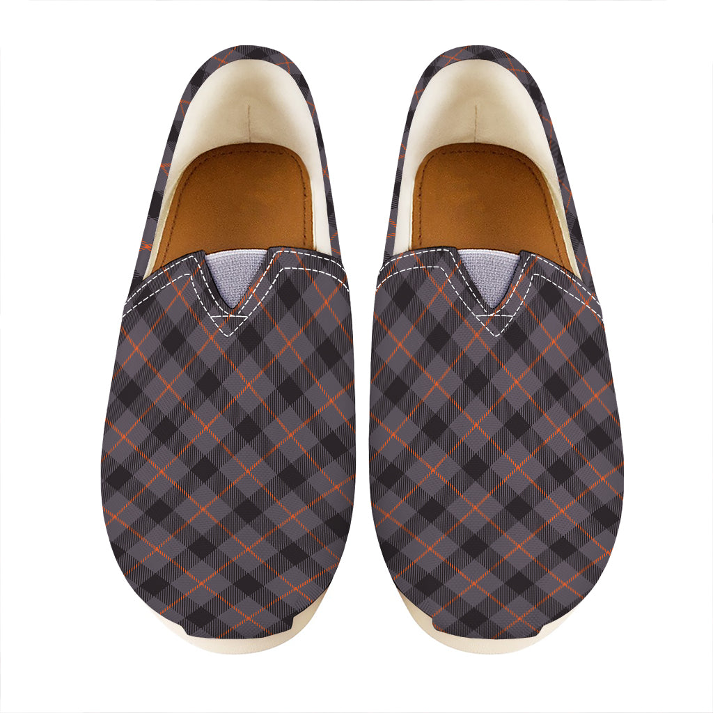 Grey And Orange Plaid Pattern Print Casual Shoes