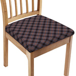 Grey And Orange Plaid Pattern Print Chair Cushion Cover