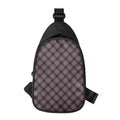 Grey And Orange Plaid Pattern Print Sling Bag