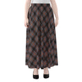 Grey And Orange Plaid Pattern Print Chiffon Maxi Skirt