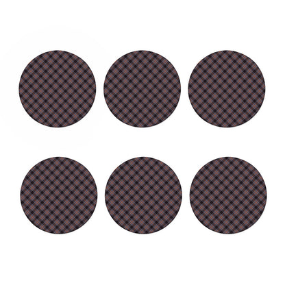 Grey And Orange Plaid Pattern Print Coaster Set