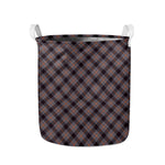 Grey And Orange Plaid Pattern Print Collapsible Laundry Basket
