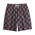 Grey And Orange Plaid Pattern Print Cotton Shorts