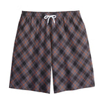 Grey And Orange Plaid Pattern Print Cotton Shorts