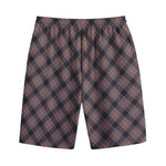 Grey And Orange Plaid Pattern Print Cotton Shorts