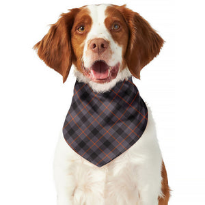 Grey And Orange Plaid Pattern Print Dog Bandana