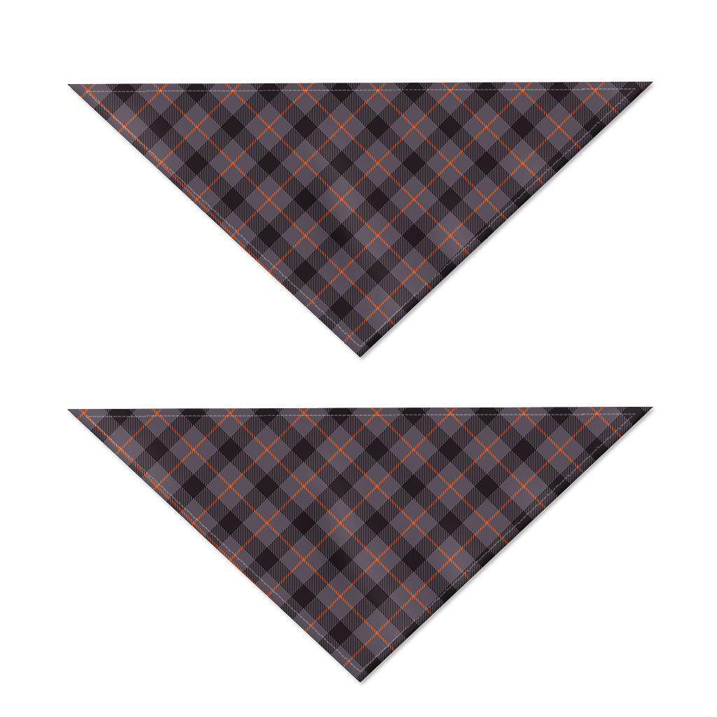 Grey And Orange Plaid Pattern Print Dog Bandana