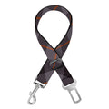 Grey And Orange Plaid Pattern Print Dog Seat Belt