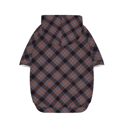 Grey And Orange Plaid Pattern Print Dog Zip Up Hoodie