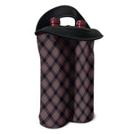 Grey And Orange Plaid Pattern Print Double Neoprene Wine Tote