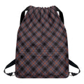 Grey And Orange Plaid Pattern Print Drawstring Backpack