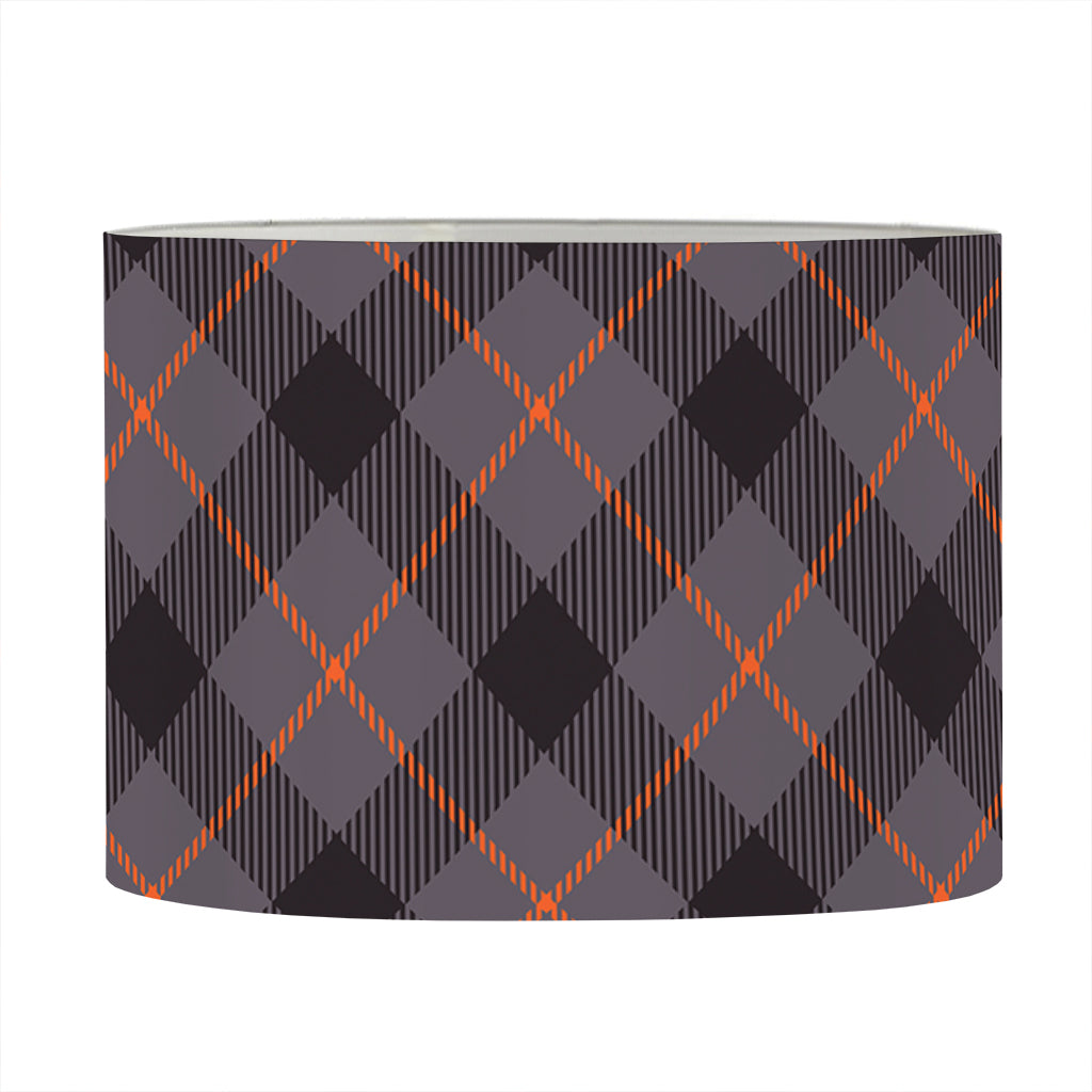 Grey And Orange Plaid Pattern Print Drum Lamp Shade