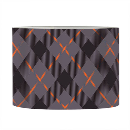 Grey And Orange Plaid Pattern Print Drum Lamp Shade