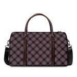Grey And Orange Plaid Pattern Print Duffle Bag