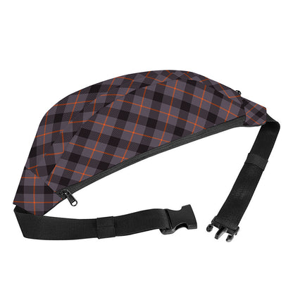 Grey And Orange Plaid Pattern Print Fanny Pack