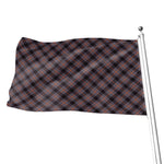 Grey And Orange Plaid Pattern Print Flag