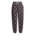Grey And Orange Plaid Pattern Print Fleece Lined Knit Pants