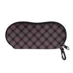 Grey And Orange Plaid Pattern Print Glasses Case