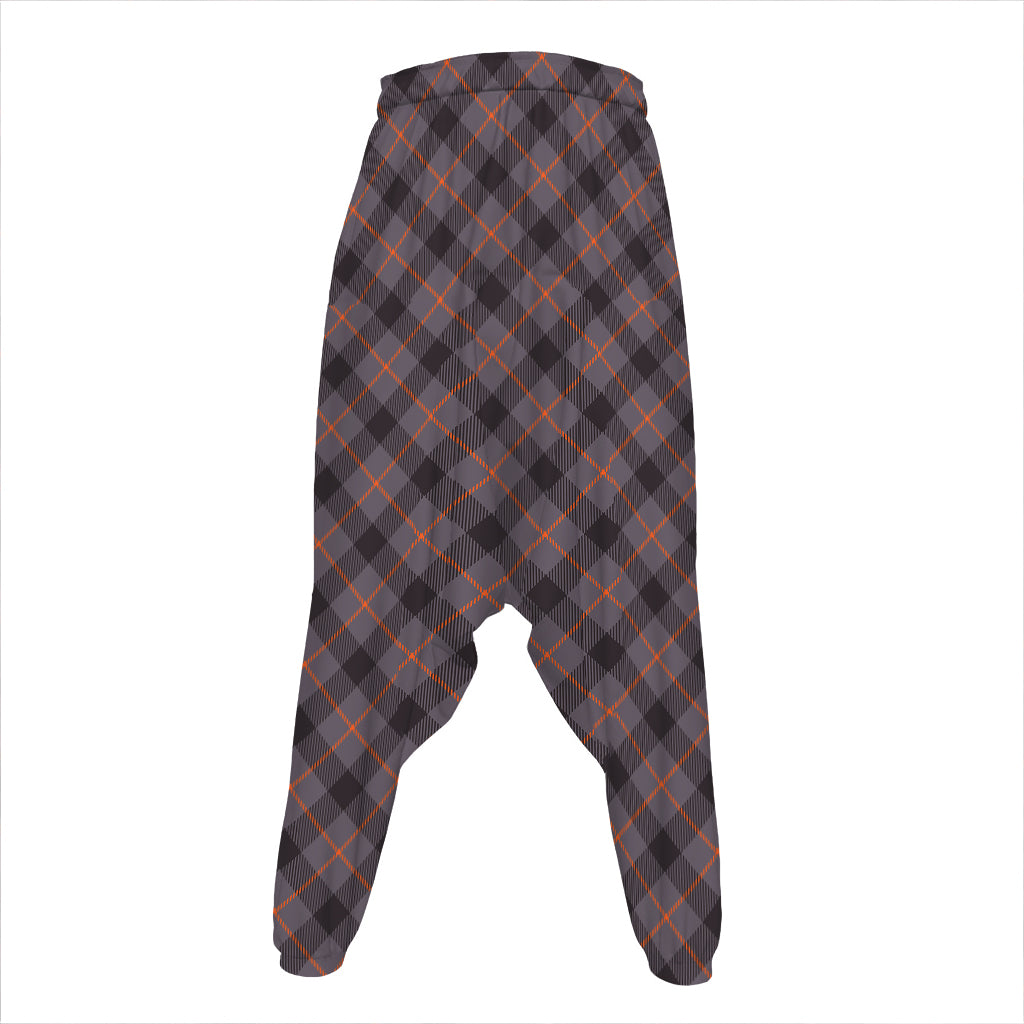 Grey And Orange Plaid Pattern Print Hammer Pants