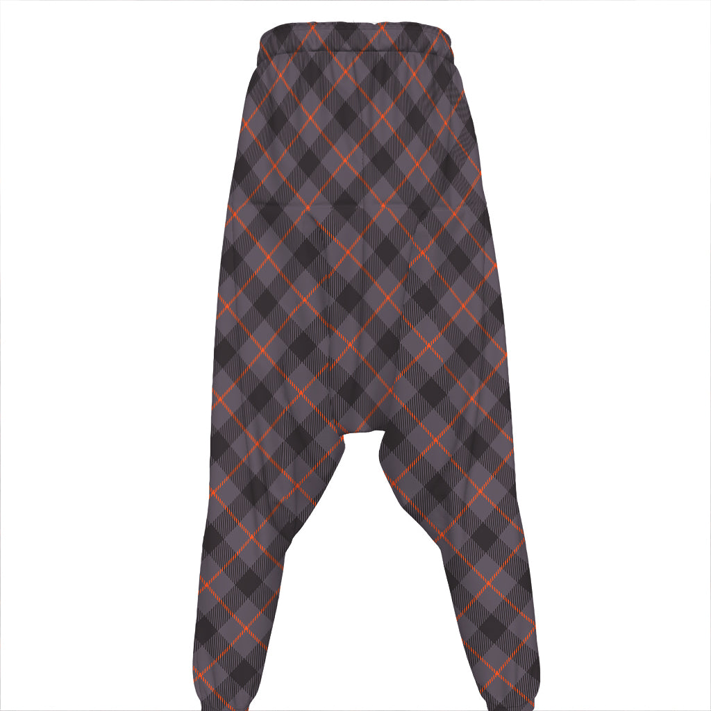 Grey And Orange Plaid Pattern Print Hammer Pants