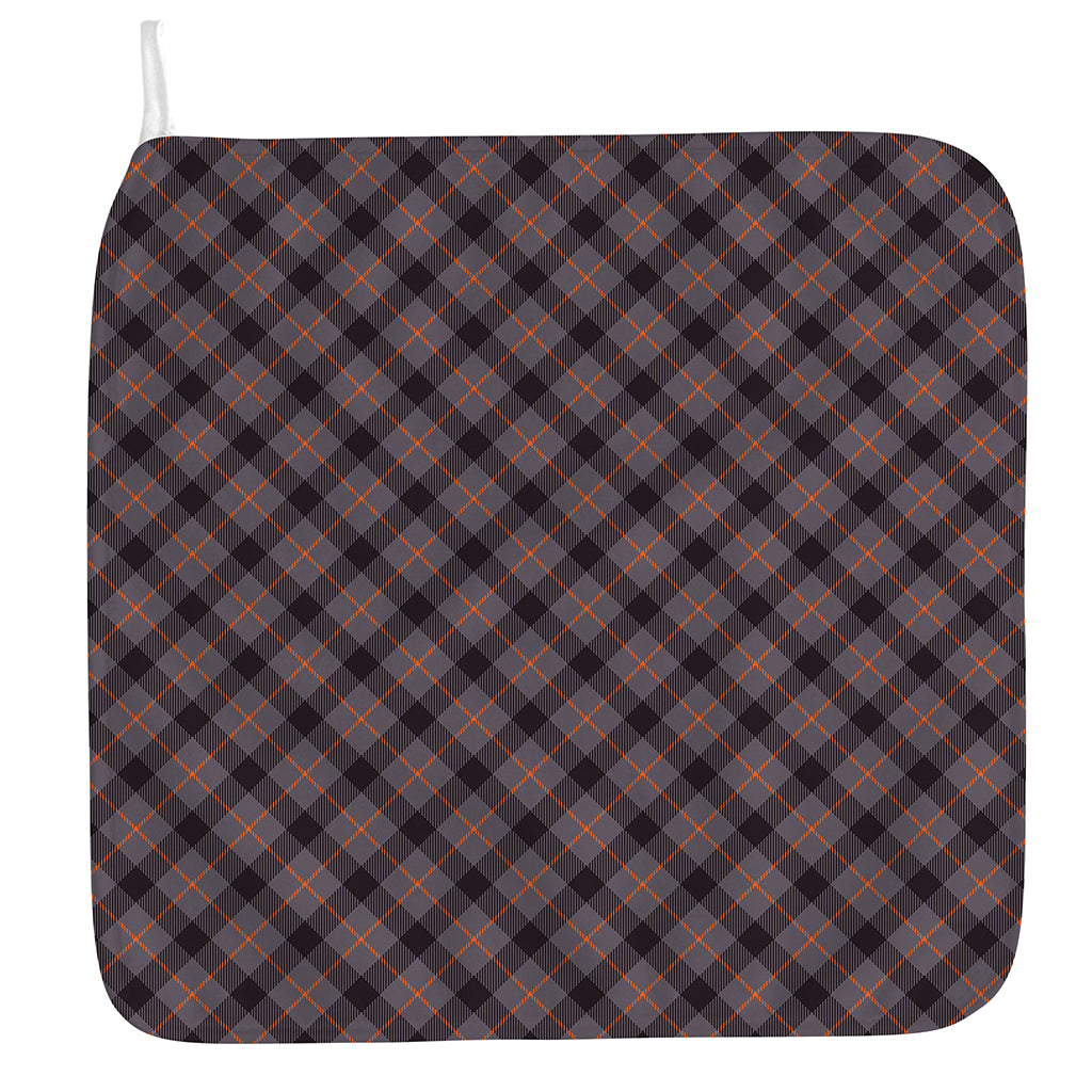 Grey And Orange Plaid Pattern Print Hand Towel