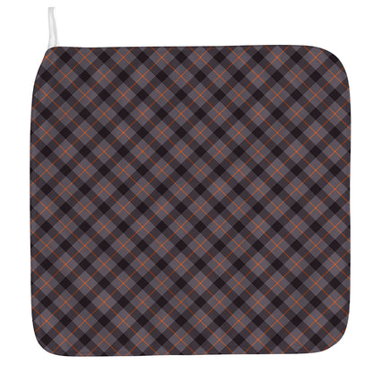 Grey And Orange Plaid Pattern Print Hand Towel