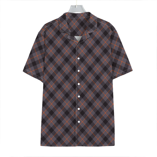 Grey And Orange Plaid Pattern Print Hawaiian Shirt
