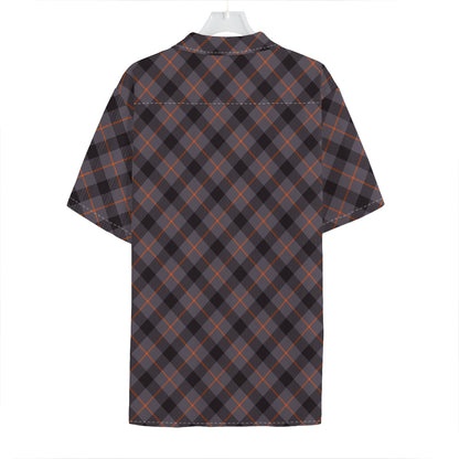Grey And Orange Plaid Pattern Print Hawaiian Shirt