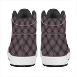 Grey And Orange Plaid Pattern Print High Top Leather Sneakers