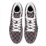 Grey And Orange Plaid Pattern Print High Top Leather Sneakers