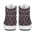 Grey And Orange Plaid Pattern Print High Top Leather Sneakers