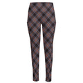 Grey And Orange Plaid Pattern Print High-Waisted Pocket Leggings