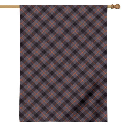 Grey And Orange Plaid Pattern Print House Flag