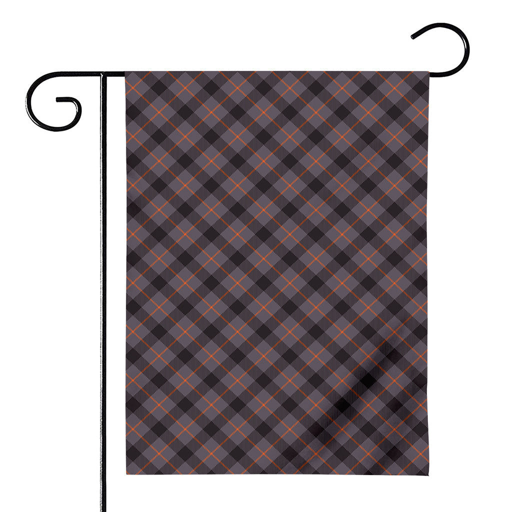 Grey And Orange Plaid Pattern Print House Flag