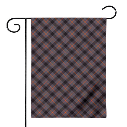 Grey And Orange Plaid Pattern Print House Flag