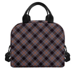 Grey And Orange Plaid Pattern Print Insulated Lunch Bag