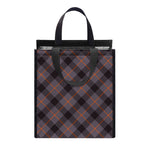 Grey And Orange Plaid Pattern Print Insulated Lunch Tote