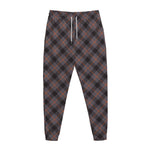 Grey And Orange Plaid Pattern Print Jogger Pants
