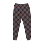 Grey And Orange Plaid Pattern Print Jogger Pants