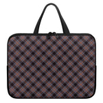 Grey And Orange Plaid Pattern Print Laptop Sleeve With Handle