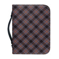 Grey And Orange Plaid Pattern Print Leather Bible Cover